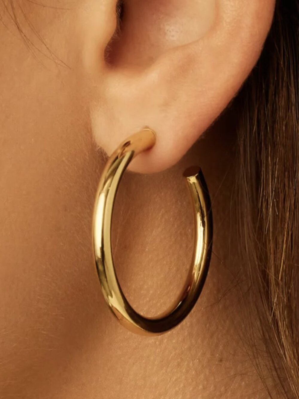 Chunky Gold Hoop Earrings 35mm Thick Hoop Earrings Waterproof Earrings